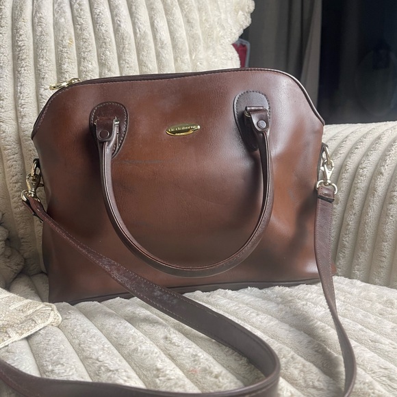 Liz Claiborne Brown Leather Dome Satchel Shoulder Bag - Picture 2 of 9